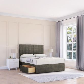 Sloomy Kansas Dumfries Bed Set With No Drawers Mattress & 26 Headboard in Dark Grey | Size: King