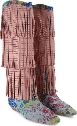 Kurt Geiger Floral Sequin Fringe Western Boot in Light/Pastel Blue at Nordstrom, Size 9.5Us