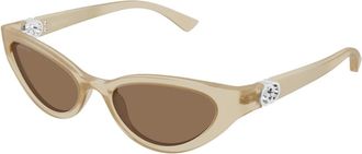 Gucci Cat Eye Zonnebril - unisex - Accessoires - Beige - Maat: 52 MM Nylon