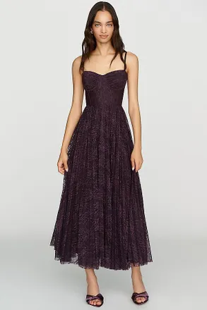 Hutch Amara Fit & Flare Pleated Midi Dress