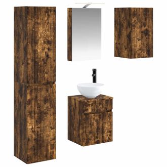 vidaXL Juego De Muebles De Ba&ntilde;o 5 Pcs Roble Ahumado Vidaxl