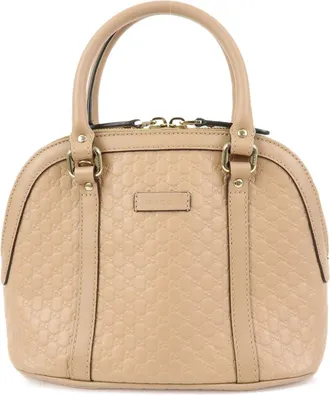 Gucci Convertible Dome Satchel Microguccissima Leather Beige Leather Handbag (Pre-Owned)