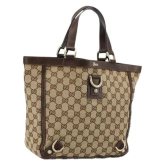 Gucci Pre-owned Handbags, female, Beige, Size: ONE SIZE Pre-owned Vintage GG Canvas Hand Bag