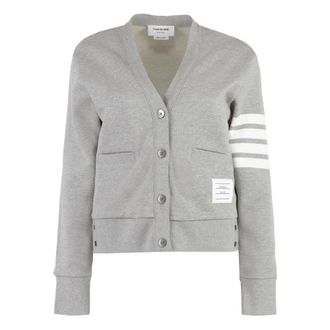 Thom Browne Cardigans, female, Gray, Size: XS V-neck Cotton Cardigan
