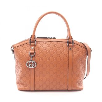 Gucci Brown Leather Handbag Tote Bag (Pre-Owned)