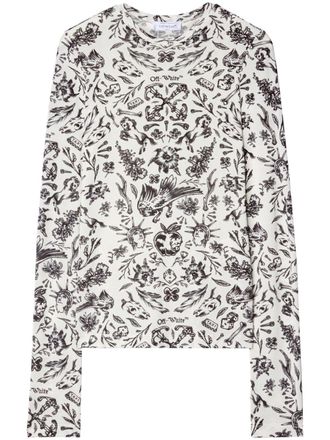 Off-white tattoo-print T-shirt - women - Elastane/Viscose - 38