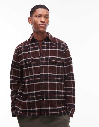 Wood Wood Double A By Wood Wood - Clay - Camicia giacca in misto lana color marrone cioccolato a quadri