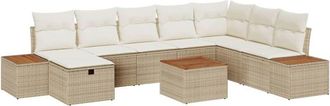 vidaXL Conjunto De Sof&aacute; De Jard&iacute;n 9 Pcs Beige 55 X 62 X 69 Cm Vidaxl