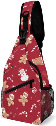 Generic Gingerbreads Candy Christmas Pattern Unisex Shoulder Bags Casual Crossbody Chest Bag Sling Backpack for Hiking Cycling Travel