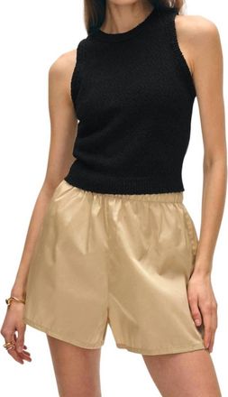 White + Warren Cotton Slub Rib Trim Tank Top In Black