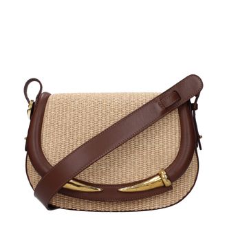 Roberto Cavalli Beige Raffia Crossbody Womens Bag