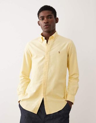 Polo Ralph Lauren Camicia Oxford a maniche lunghe in cotone giallo con logo