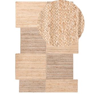 Beliani Area Rug Beige Jute 160 x 230 cm Asymmetrical Braided Rustic Style Living Room Bedroom SANGLI