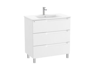 Roca Roca - Pack Unik Mueble De 3 Cajones + Lavabo En El Centro Aleyda Color: Blanco Mate - Medidas: 805x460x740 Mm