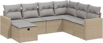 vidaXL Juego De Sof&aacute;s Jard&iacute;n Con Cojines Beige Mezcla 7 Pzas Rat&aacute;n Pe Vidaxl