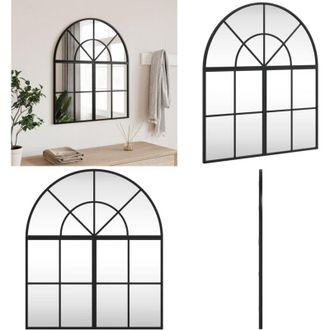 vidaXL Specchio da Parete Nero 60x70 cm Arco in Ferro - Specchio a muro - Specchio in vetro