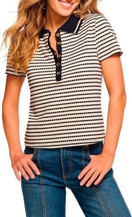 Ramy Brook Simone Knit Polo Top in Spring Navy Pucker at Nordstrom Rack, Size Xx-Small