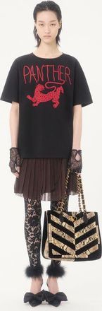 Valentino Garavani Borsa Shopping Valentino Garavani Laseine In Pitone E Suede Motivo Chevron Donna BEIGE/NERO UNI