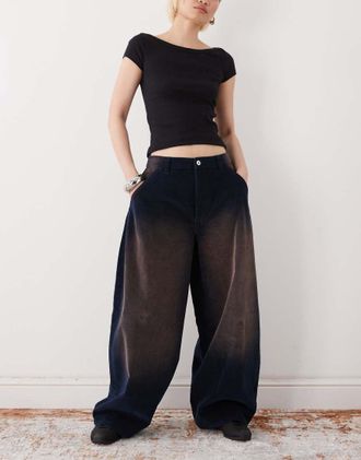 Collusion XL - palloncino blu navy slavato con cuciture a contrasto-Grigio