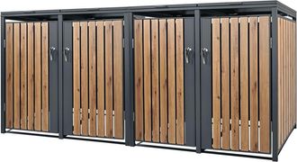 ML Design Cobertizo de exterior 4 cubos de basura 240l antracita aspecto roble
