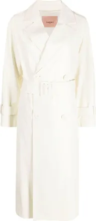 Twin-Set belted double-breasted coat - women - Viscose/Polyester - 44 - Neutrals