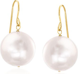 Ross-Simons 11mm Cultured Pearl Drop Earrings in 14kt Yellow Gold