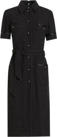 Dolce & Gabbana Zwarte overhemdjurk met ceintuur - Dames - Shirt Kleedjes - Zwart - XL - Kleedjes