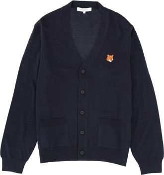 Maison Kitsun&eacute; Navy Blue Logo Cardigan