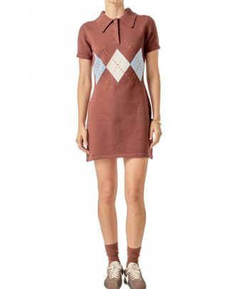 English Factory Argyle Mini Dress In Brown