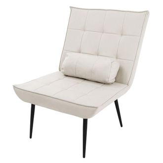 ML Design Sill&oacute;n reclinable crema tapizado con revestimiento y patas de metal
