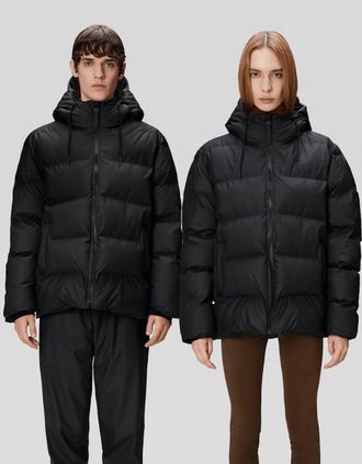 Rains Womens Rains Alta Unisex Puffer Jacket - 01 Black - Size: 18/16