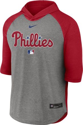 Nike Philadelphia Phillies Authentic Collection Flux Nike Mens Dri-FIT MLB 3/4-Sleeve Hooded T-Shirt in Red | 04HI040NPP-LQZ