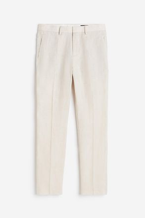 H&M Anzughose aus Leinen in Slim Fit - Hellbeige