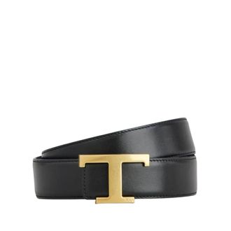Tod's Tijdloze Omkeerbare Leren Riem met T-Gesp - Heren - Riemen - Zwart - 100 CM - Accessoires