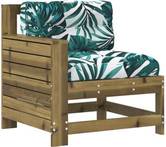 vidaXL Sof&aacute; De Jard&iacute;n Con Reposabrazos Y Coj&iacute;n Madera Pino Impregnada Vidaxl