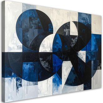 Feeby Cuadro Sobre Lienzo, Abstracci&oacute;n Formas Geom&eacute;tricas Azul, 120x80