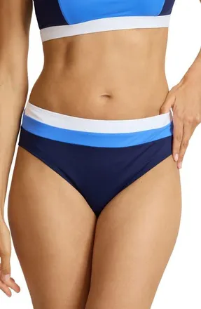 Tommy Bahama Sanibelle Colorblock High Waist Bikini Bottoms in Mare Navy at Nordstrom, Size X-Small