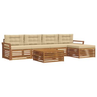 vidaXL Conjunto De Sof&aacute;s De Exterior Con Coj&iacute;n 6 Pcs Natural Y Beige Vidaxl