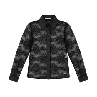 Yes-Zee Klassiek kanten shirt - Dames - Blouses - Zwart - XS - Overhemden