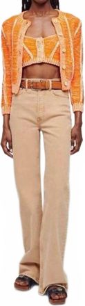 Re/Done 70s Ultra High Rise Wide Leg Stretch Denim Jeans In Washed Khaki