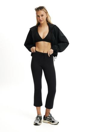 Cotton On Womens Active Ultra Soft Tie Front Cropped Kick Flare in Black at Nordstrom, Size Xx-Small