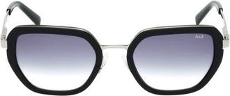 Abercrombie & Fitch 53mm Gradient Geometric Sunglasses in Shiny Black /Gradient Smoke at Nordstrom