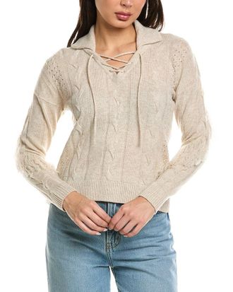 Brodie Cable Fringe Wool & Cashmere-Blend Polo Sweater