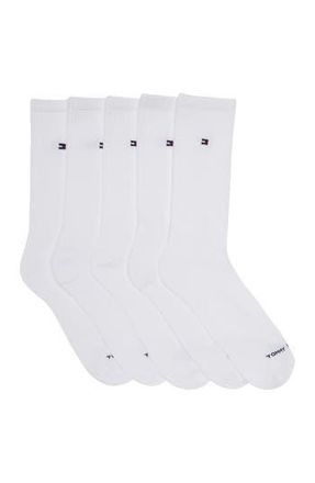 Tommy Hilfiger 1/2 Terry Crew Socks - 5-Pack in White at Nordstrom Rack