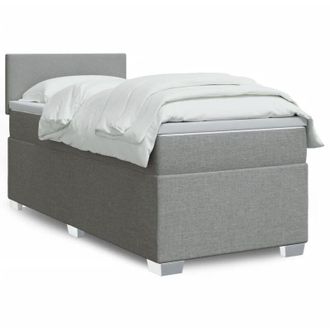 vidaXL Vidaxl - Cama Box Spring Con Colch&oacute;n Tela Gris Claro 90x200 Cm