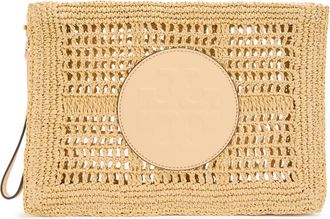 Tory Burch Ella Raffia Clutch - Natural - One Size