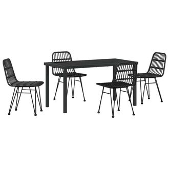 Berkfield Home 5 Piece Garden Dining Set Black Poly Rattan