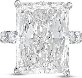 Diana M. Jewels Platinum 5ct lab grown Radiant Diamond Ring with Pav&eacute; Round Band