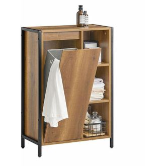 SoBuy Armario de baño Cesto para Ropa Sucia con un Cesto y 3 estantes 60 x 30 x 90 cm BZR65-PF Sobuy es
