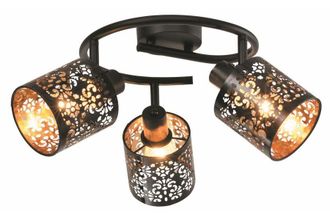 Reality Plafoniera Rotonda Nera Kiga 3 Luci E14 40w Reality